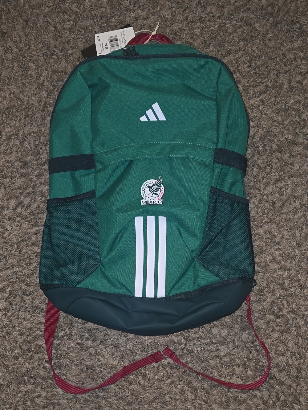 adidas Green Mexico Crest FMF Backpack White Stripes Country Bookbag Futbol New